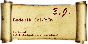 Bedenik Jolán névjegykártya